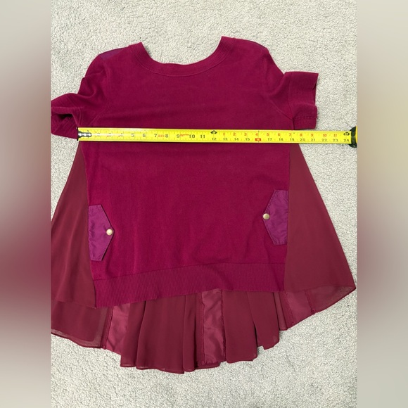 Anthropologie MOTH Backstory plum wine color blouse top Pleated Chiffon Sz med - Picture 5 of 9